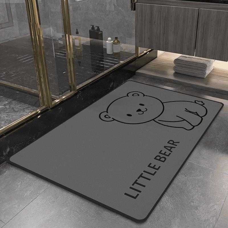 Thickened diatomite bathroom rug with printed design foldable and absorbent floor mat for bathroom and restroom entrance S260207