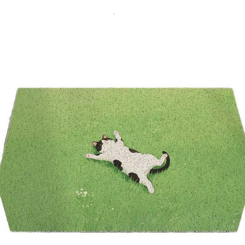 Fresh green small animal entrance silk loop mat grassy cat healing style non-slip dust-removing doormat S260207