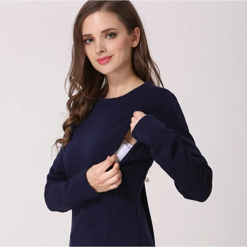 Maternity Clothes Winter Fleece Breastfeeding Hoodie Casual Pregnant Women Sweatshirt Postpartum Lactation T Shirts Nursing Tops 260124