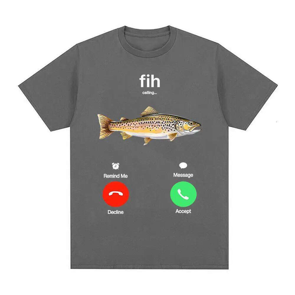 Divertido Fih llamando recordareme mensaje se acepta llamada telefnica camisetas pescado traje de Fishman camiseta X260209