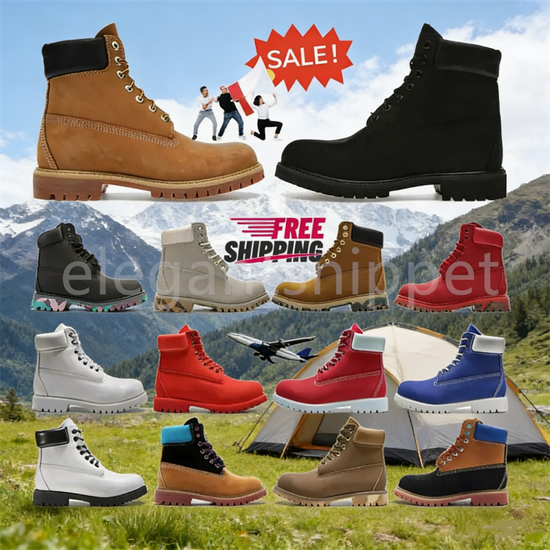 New timsberlands Boot Designer Tims Boots Luxury Boots Shoes Men Boots Waterproof Ankle Classic Martin Shoe Cowboy yellow Black red Pink Hiking Motorcycle