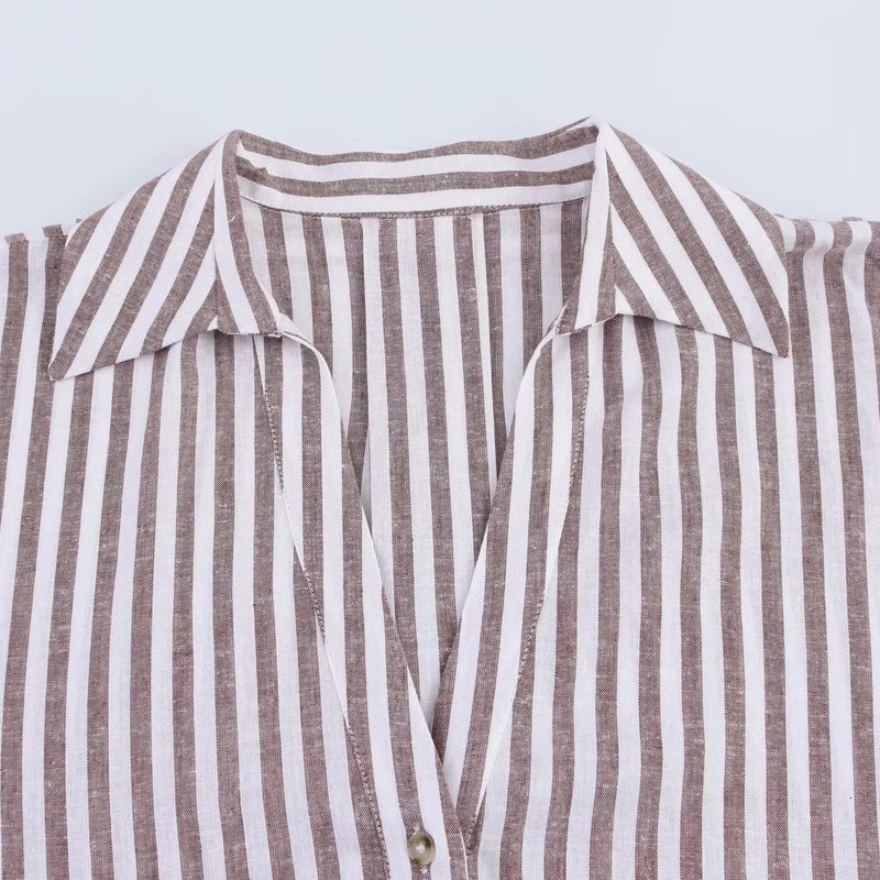 HXAO Womens Shirt Oversized Blouse Summer Shirt Blouse Yellow Pink White Striped Shirt Elegant Large Size Long Sleeve Shirts 260122
