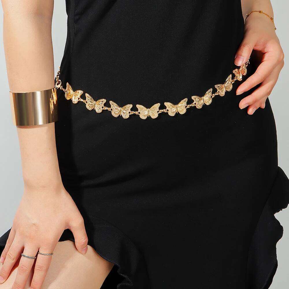 New butterfly waist Metal chain denim skirt accessories fashion everything with one outfit X260209