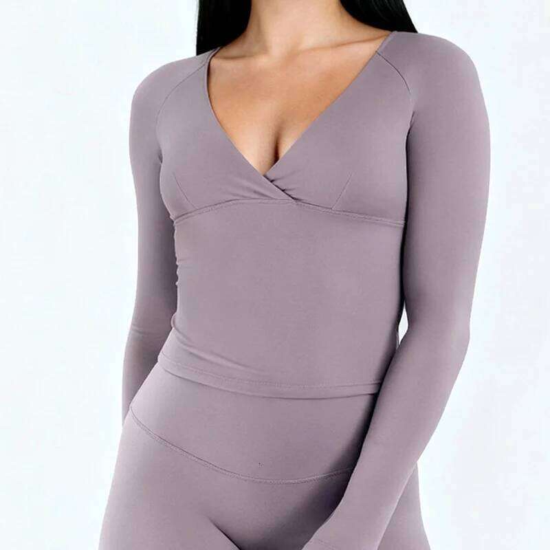 Origin Top Outdoor Sports Running Fitness Wear Women's V-Neck Slim Long Sleeve Yoga Shirts 26Y0209