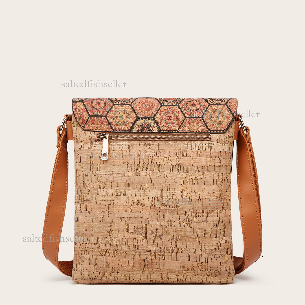 2026 Luxury New Vertical Mini Backpack Fashion Retro Men's Printed Bark Travel Bag Casual Fashion Student Backpack Ethnic Style Trendy Shoulder B