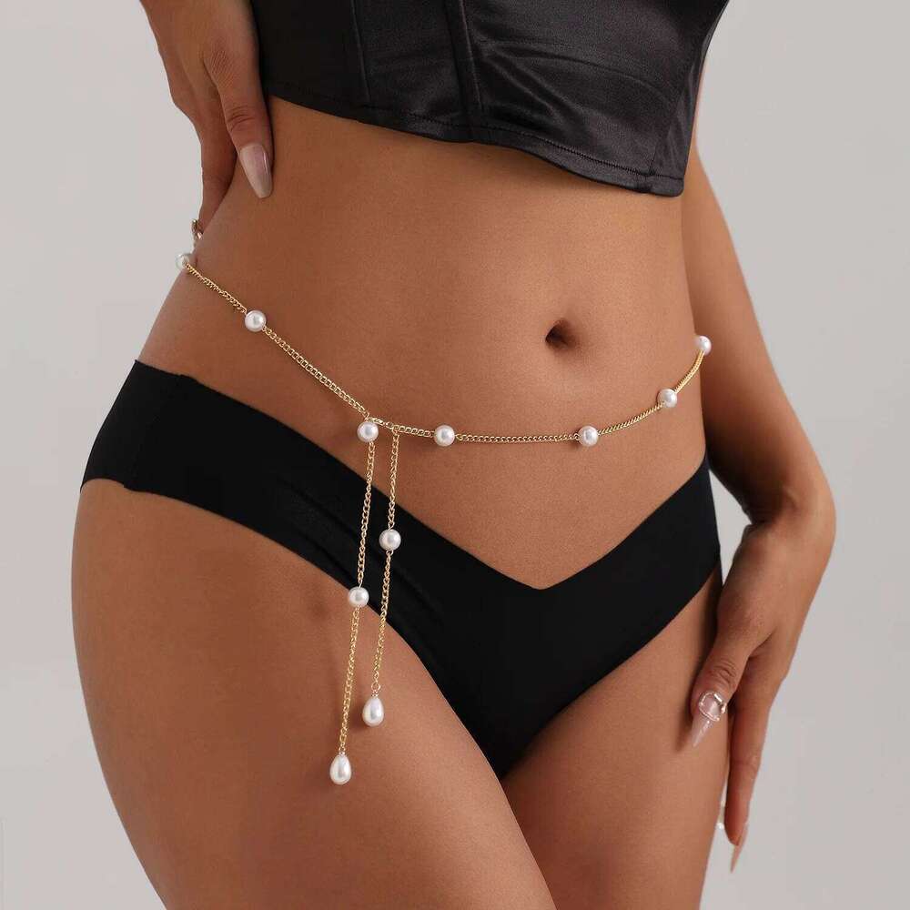European American Fashion Trendy Minimalist Faux Pearl Waist For Women Personalized Elegant Versatile Body Chain Jewelry X260209