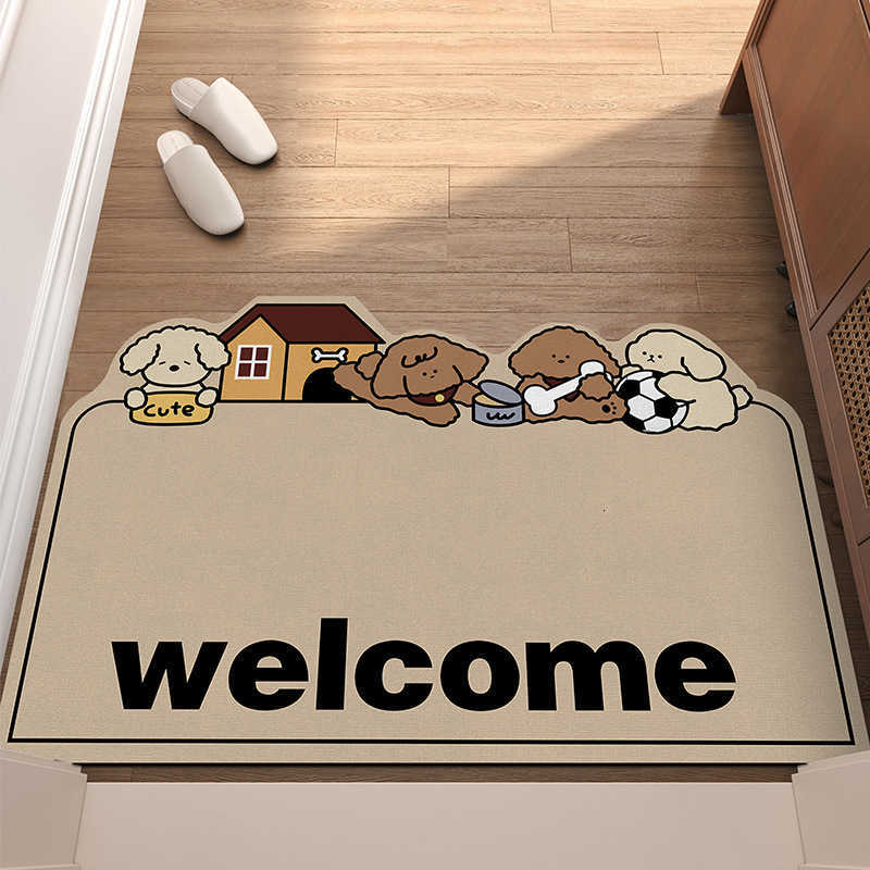 New Entryway Diatomaceous Earth Mat Cartoon Cute Entrance Water Absorbent Foot Mat Home Carpet Non-Slip Easy to Clean S260207
