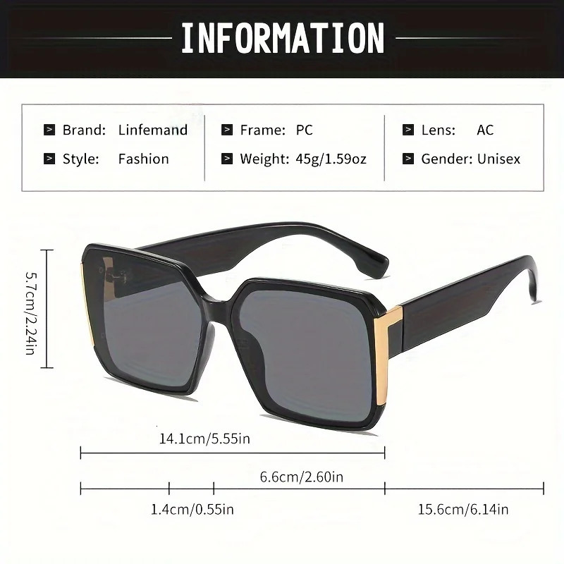 LINFEMAND Fashion Large Frame Decoration Glasses for Women UV400 Sunglasses Set Summer Dance Party Holiday Gift 260206