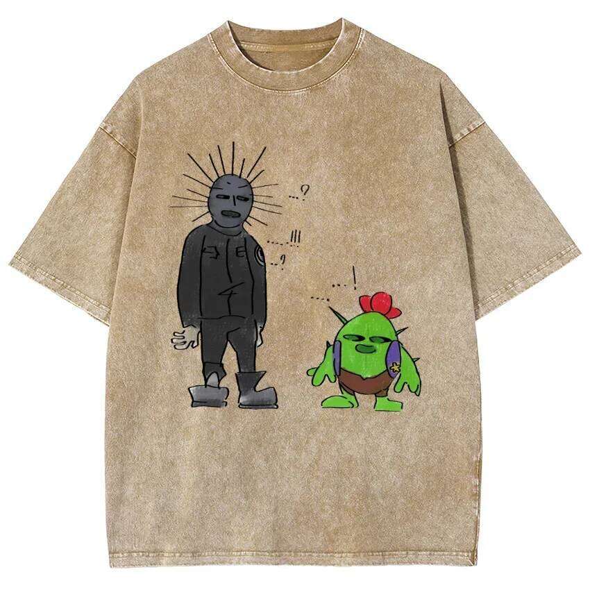 Men's and women's street hip-hop retro punk Harajuku casual water-wash distressed T-shirt X260209