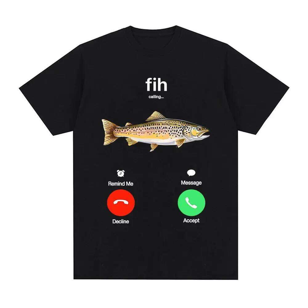 Divertido Fih llamando recordareme mensaje se acepta llamada telefnica camisetas pescado traje de Fishman camiseta X260209