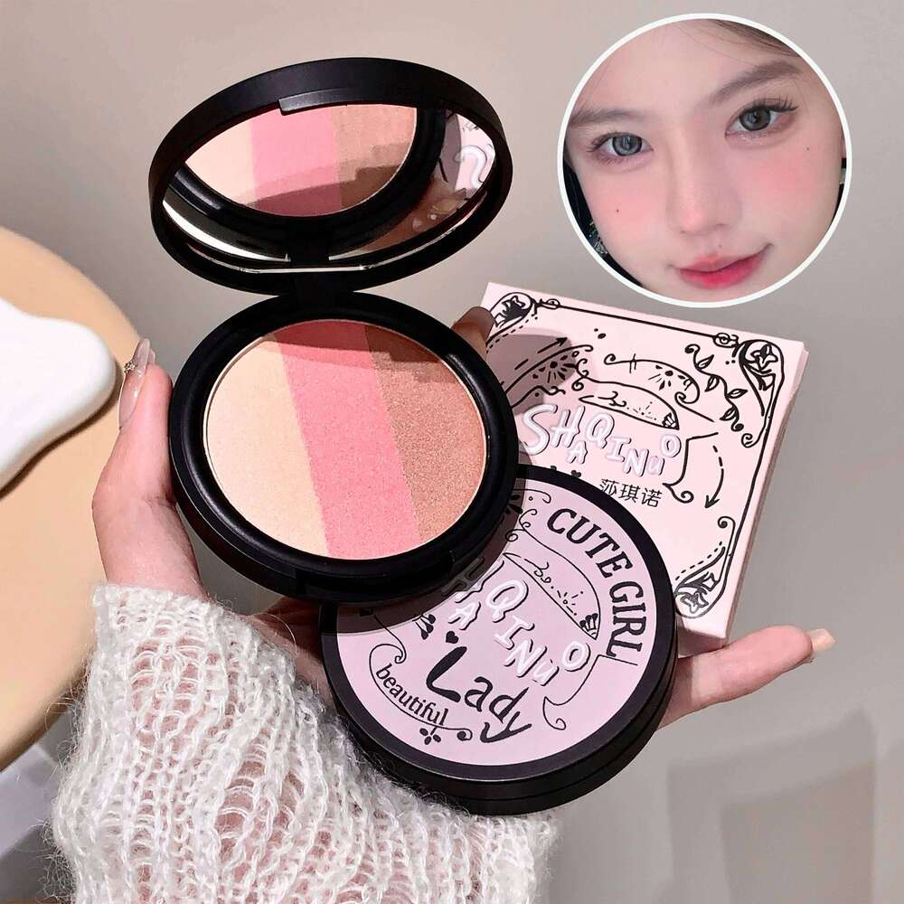 SHAQINUO Three-color Blush Matte Pearlescent Contouring and Long-lasting Powder Delicate Three-Color Rouge 26L0209