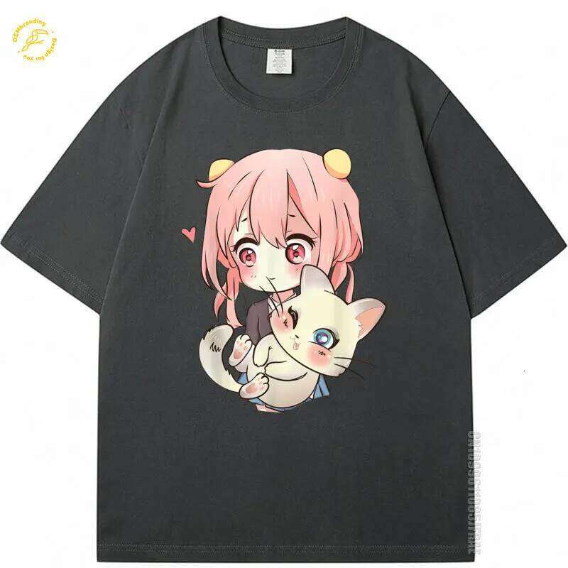 Otaku Oversized T-Shirt Men Women Cute Cat Printed T-Shirts Men's T Shirts Sale Japan Harajuku Kawaii Designer Brand Tees Summer X260209