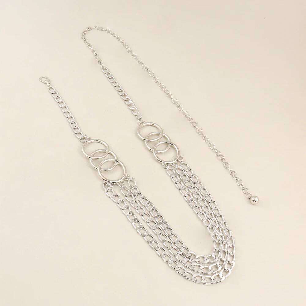 Sexy women's Three layers of metal chain personality circle hollow waist decorated with elegant banquet accessories X260209