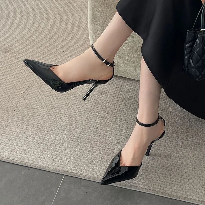 Fashion Pointed Toe Women Pumps Stiletto Heels Shoes Female Sandals Mules Ankle Strap Dress Ladies High Plus Size 43 260208