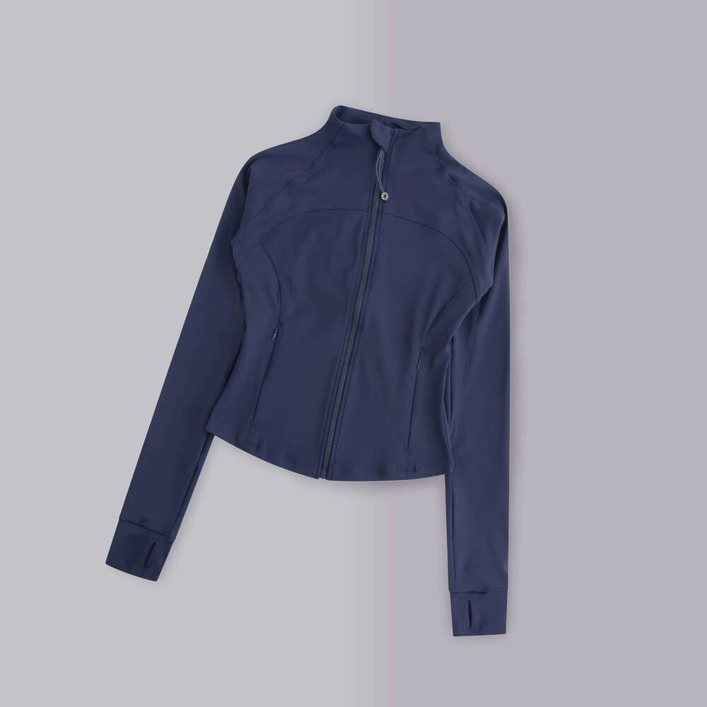 Gym Women's Full Zipper Yoga With Thumbholes Fitness Running Stretch Fit Long Sleeve Round Neck Top Sportswear 26Y0209