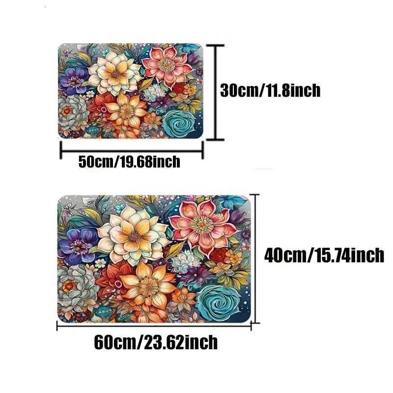 Flower Print Home Floor Mat Non-slip Easy Clean Decoration Carpet Kitchen Area Rug Living Room House Washable Welcome Doormats S260207