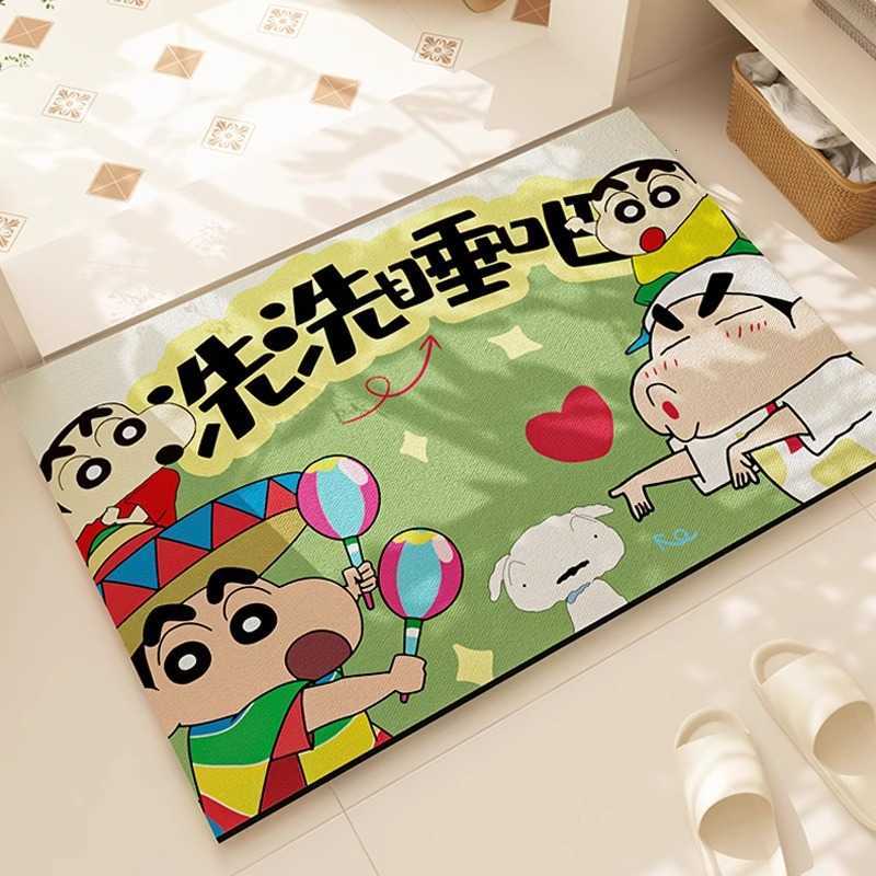 Bathroom Mat Crayon Shin-chan Non-Slip Water-Absorbent Quick-Dry Foot Mat Diatomaceous Earth Toilet Washroom Carpet S260207
