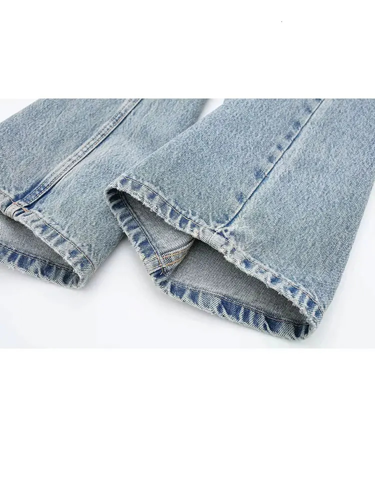 Womens Street Fashion Denim Blue Jeans Distressed Patchwork High Waist Zipper Fly Ripped Retro Long Pants 260120