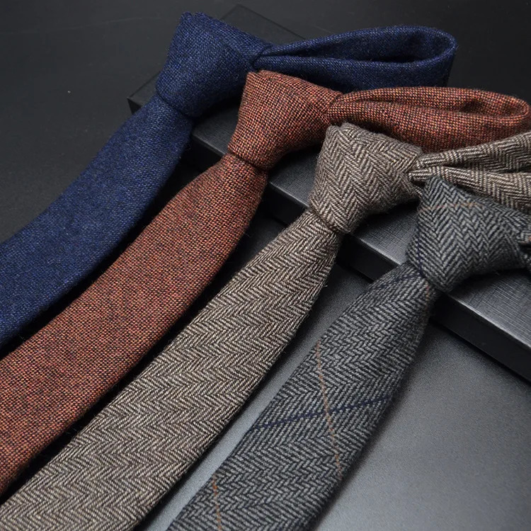 High quality Wool Narrow Tie For Male Work Casual Wedding Groom 6CM Neckties Neckwear Formal Neckcloth Groomsmen Ties men gifts 260208