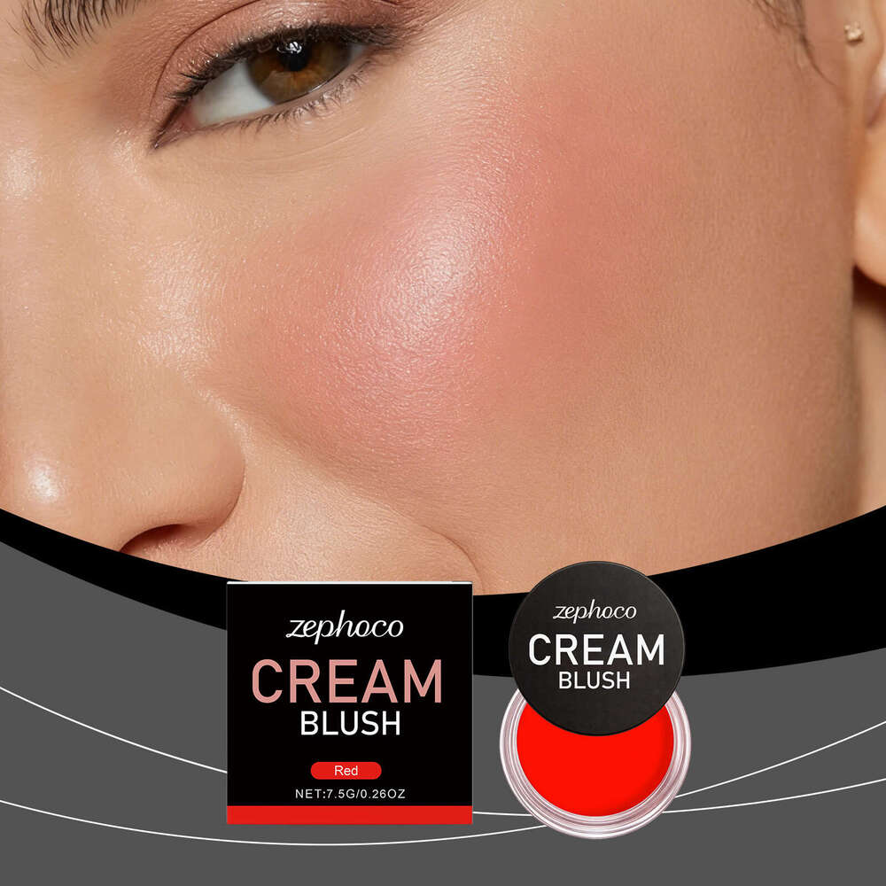 zephoco Red Silky Smooth Blush Hydrating Color Rendering Create a Rosy Glow Natural Contouring Makeup