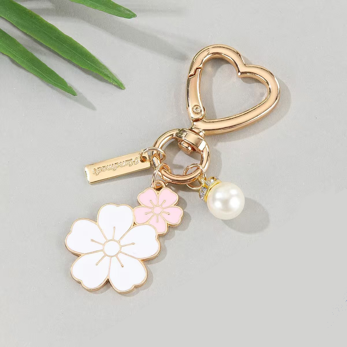 Bag Charm Key Chain Cute Bee Strawberry Heart Keychain Cross-Border Female Student Bag Pendant Keychain