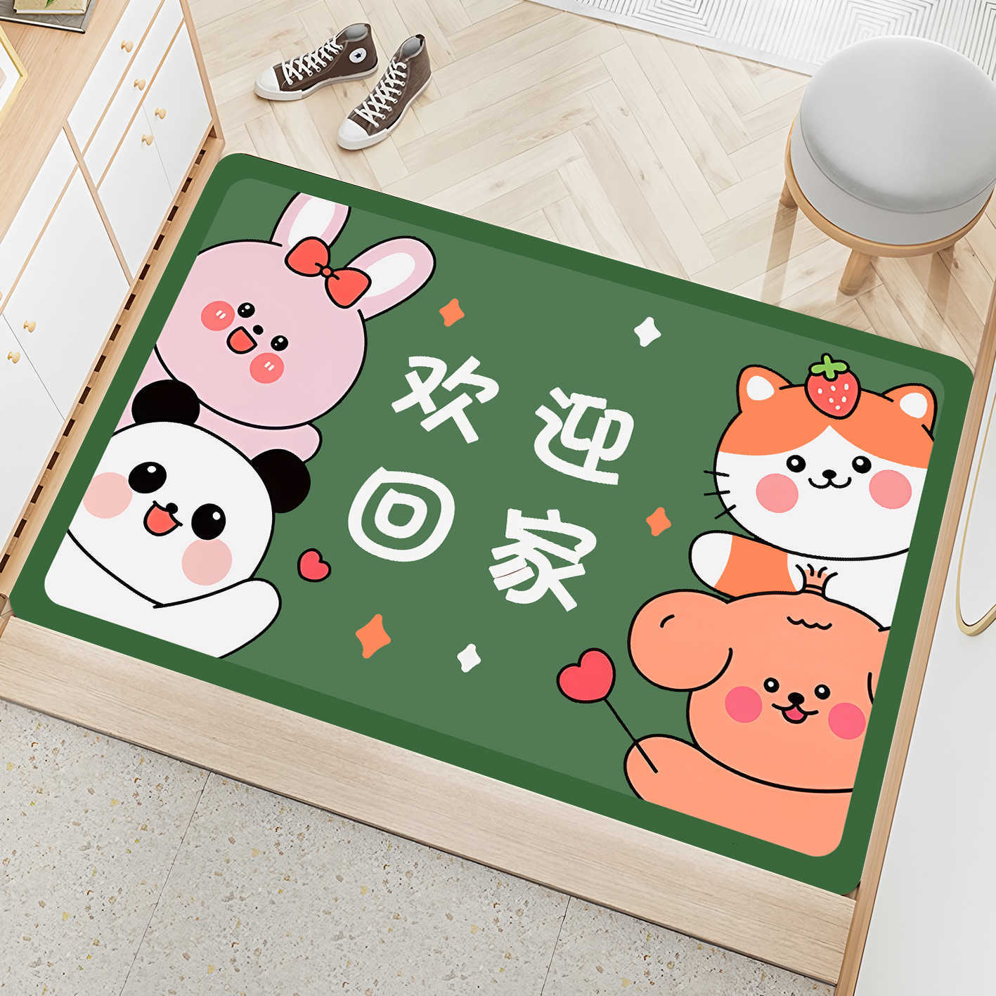 2025 Cute Cartoon New Entryway Doormat Carpet for Home Use Bathroom Non-Slip and Dirt-Resistant Diatomite Soft Mat S260207