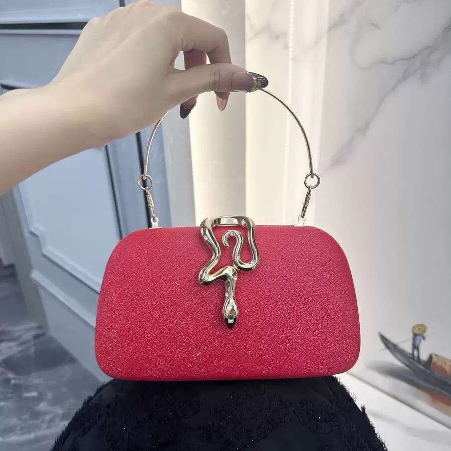 New Women S Fashion Snake Shaped Lock Chain Party Clutch Crossbody Evening Bag