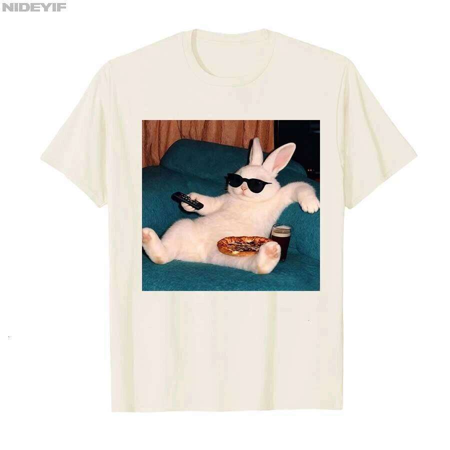 Lazy Bunny Meme Rabbit T-shirt Men Women Harajuku Hiphop Streetwear 100% Cotton T Shirts Tops P680 X260209 - view 4