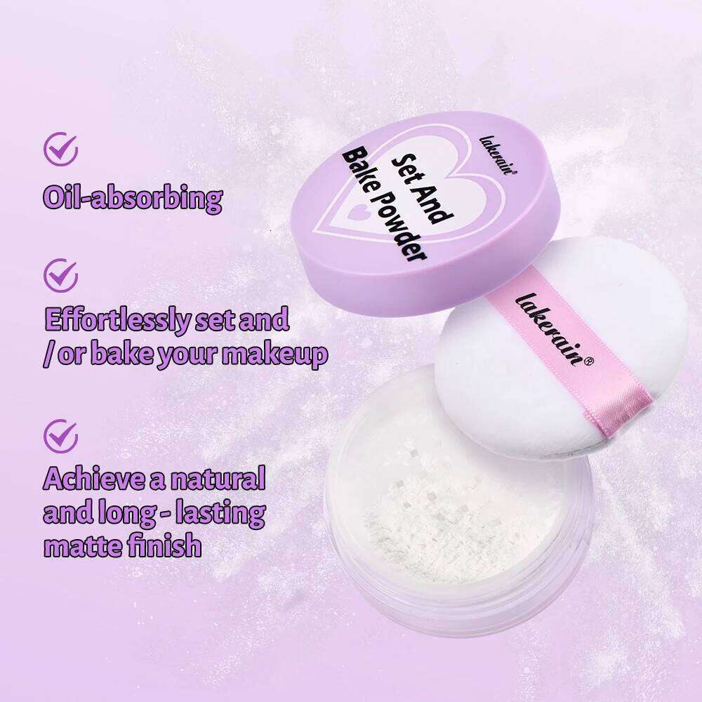 Long Lasting Bake Powder and Puff Pass Set 5 Colors Oil-Absorbing Matte Finish Locks Setting Face Cosmetics kimchi 26L0209