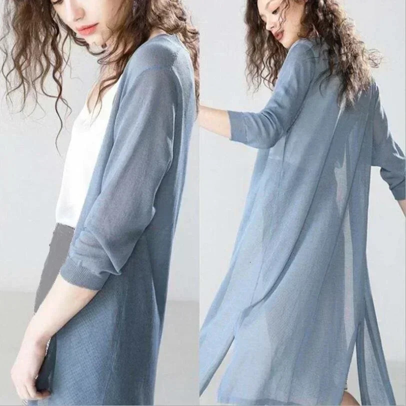 Spring Summer Sun Protection Clothing Women Long Cardigan Female Knitted Sweater Women Coat Jacket Ladies Shawl Outerwear 260122
