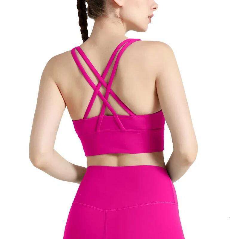 Solid Color Fitness Women Sport Bra Gym Yoga bra Athletic Cross Tight Top Workout Train With Chest Pad High quality shockproof 26Y0209