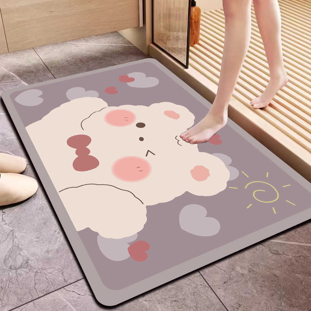 Diatomaceous Earth Cartoon Cute Absorbent Mat Bathroom Mat Non-Slip Quick-Dry Door Mat Washroom Foot Mat S260207