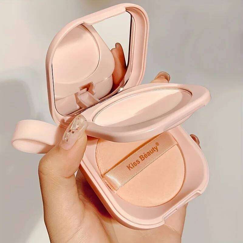 Milk Tea Waterproof Compact - Full Coverage Contour and Concealer, Matte Finish, Double-Layer Portable Setting Powder 26L0209