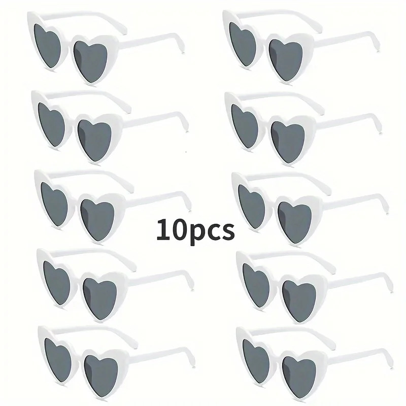 10pcs Heart Sunglasse Party Eyewear Vintage Uv400 Wedding Travel Team Sun Glasses 260207