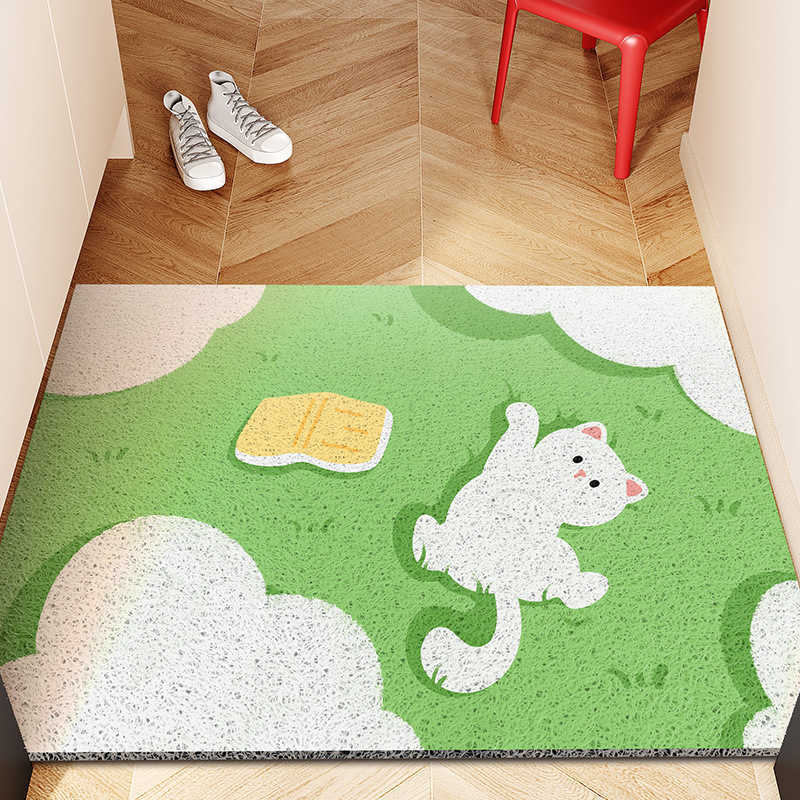 Fresh INS Style Entryway Door Wear-resistant Silk Loop Doormat Entrance Cuttable Mat Entrance Lawn Cat Dirt-resistant Foot Mat S260207