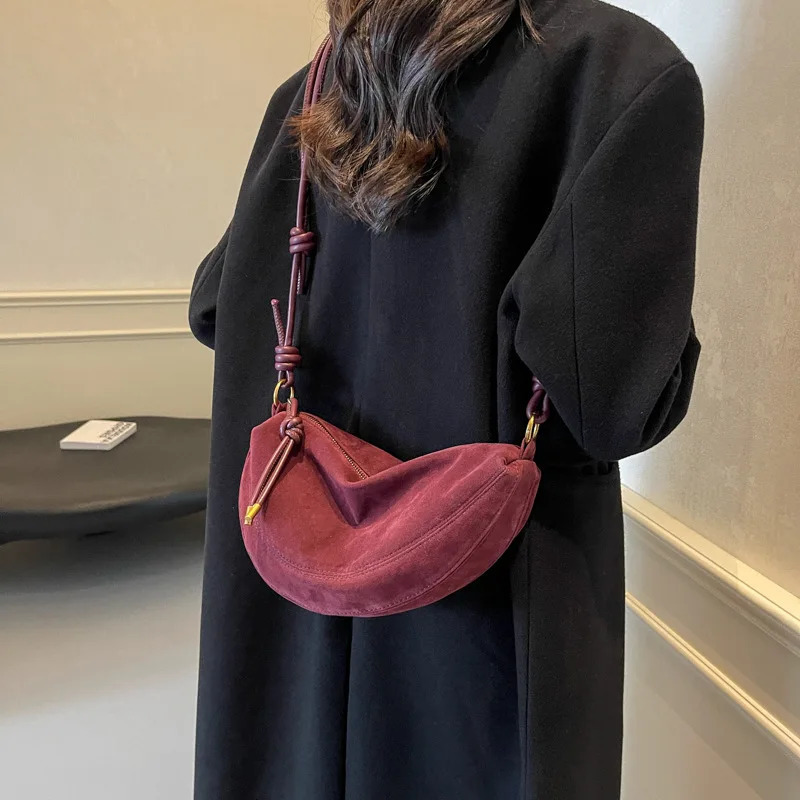 Faux Suede Super Niche Shoulder Bag for Women 2025 Single Crossbody Bags Underarm Dumpling Sweet 260120