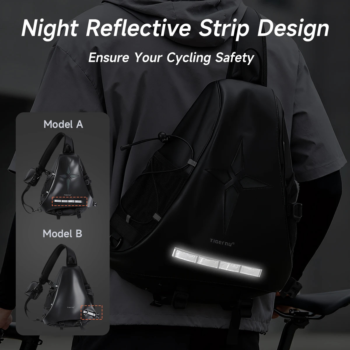 Tigernu Fashion Chest Bags For Men Outdoor Sports Shoulder Male Reflective Strip Crossbody Sling Hiking Biking Travel 260208