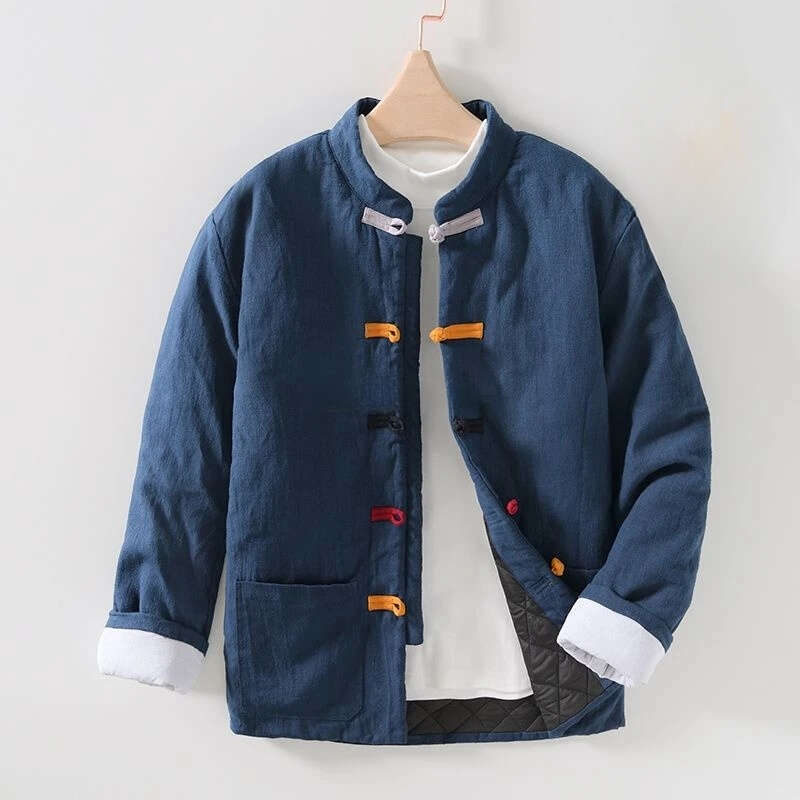 Mardi Hefxessdr colorful button trendy popular winter men s thicken warm tang suit coat leisure loose daily versatile chinese jacket