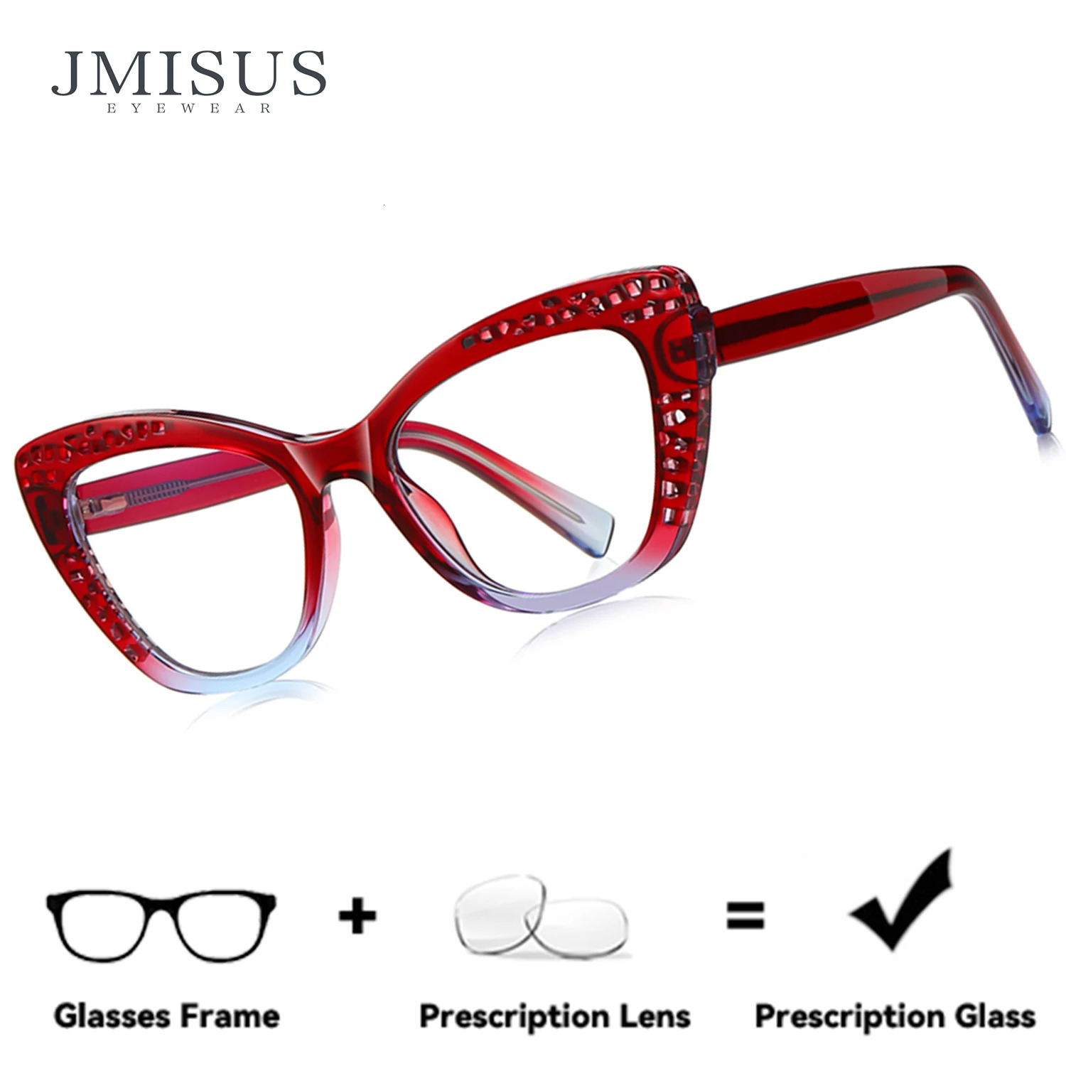 JMISUS Handmade Acetate Fashion Cat Eye Prescription Glasses Woman Butterfly Optical Eyeglasses Pochromic Myopia Eyewear 260207