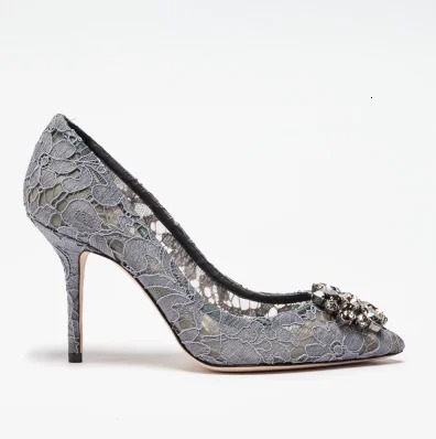 Pointed stiletto lace Pumps high heel wedding shoes comfortable 260208