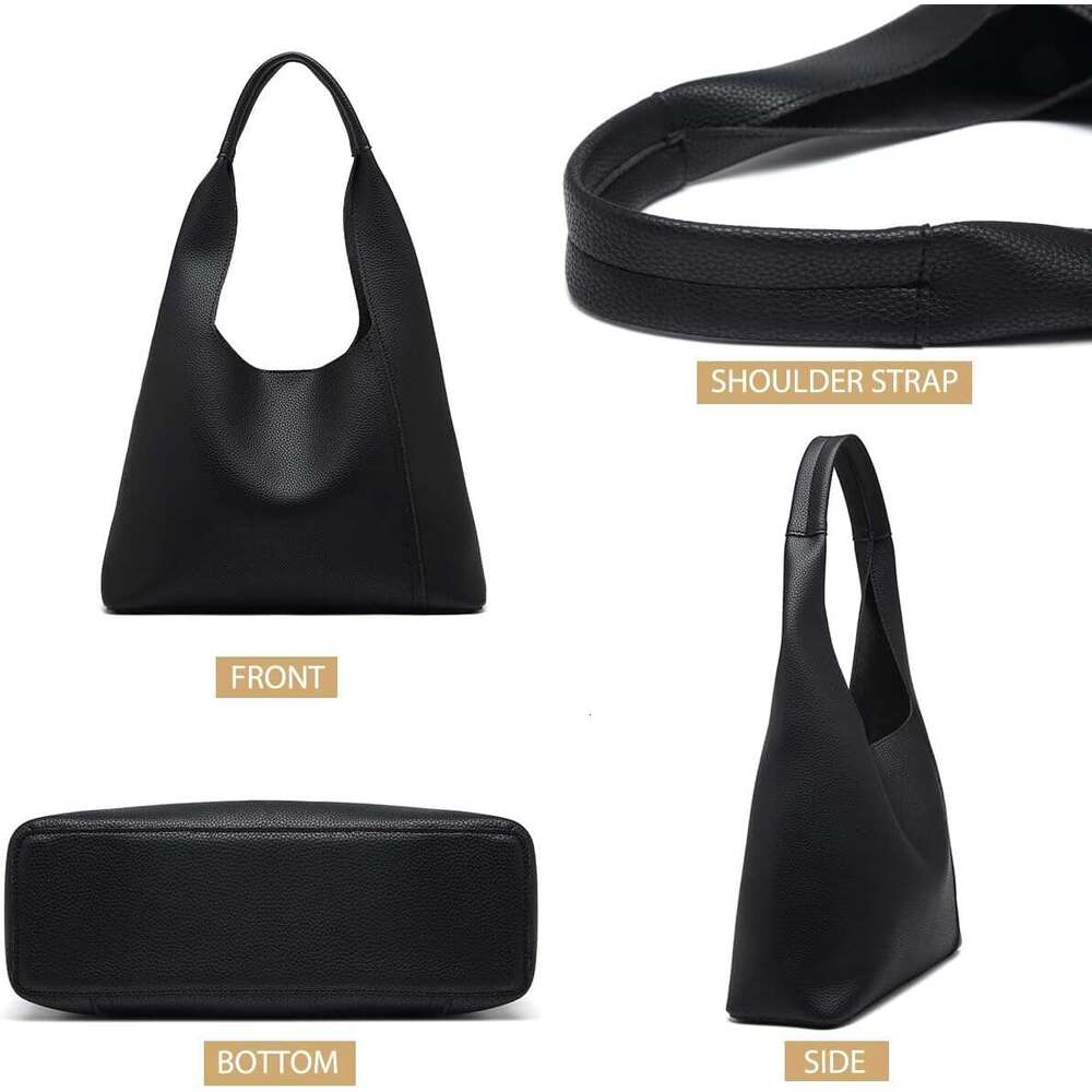Slouchy Hobo Tote Bags For Women Retro PU Leather Shoulder Handbag Purse Large Capacity Pcs