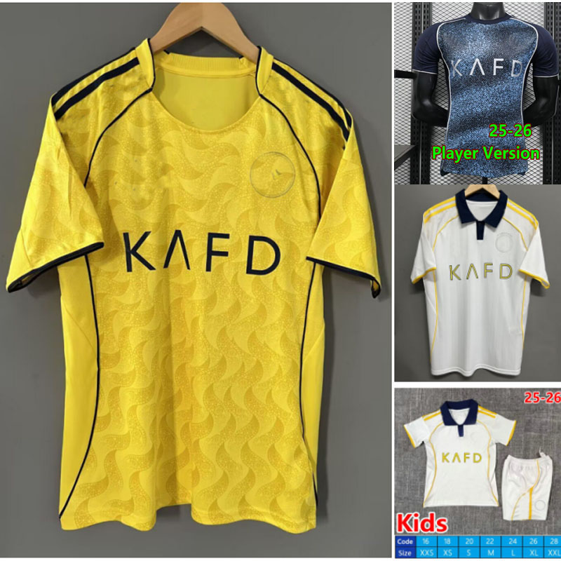 player version 2025 Al Nassr FC soccer Jerseys 25 26 home away 3rd RONALDO MANE BROZOVIC GHAREEB ALEX Telles LAPORTE Football shirt Al-Nassr FC maillots men kids set