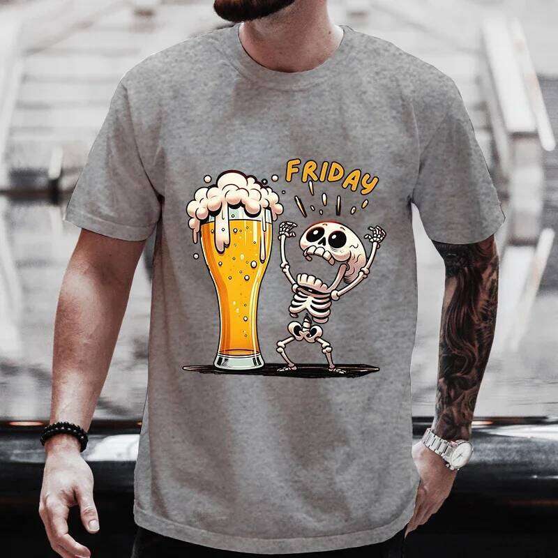 2026 New Men's T Shirt Enjoying FRIDAY Day Tees Men T-Shirt Finally Friday for Beer Lovers Male Clothes Short Sleeve Tops X260209