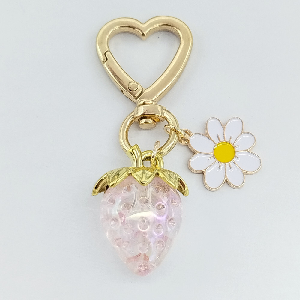Y2K Purse Accessory Hot Sale Sweet Resin Imitation Strawberry Bee Pendant Heart-Shaped Keychain Flower Bag Accessories Pendant