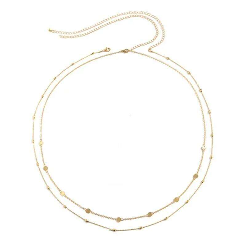 Fashion Metal Double Layered Beads Belly Chains for Women Simple Gold Color Waist Body Chain Beach Party Jewlery Accessories X260209
