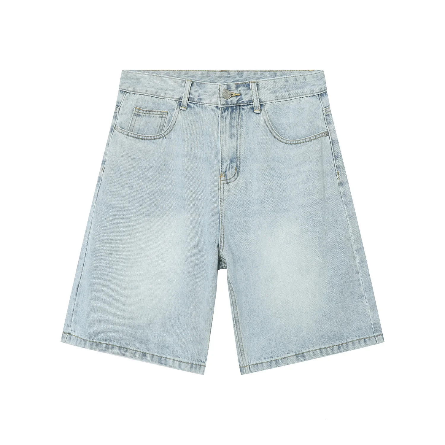 Vintage Mens Jeans High-Streets Wide-leg Pants Men Summer Baggy Jeans Denim Shorts for Men Streetwear Knee Length Short Pants 260208