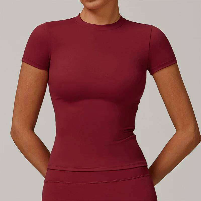Women's Sports T Shirt Summer Short Sleeve Running Round Neck Breathable Stretchy GYM Yoga Slim Fitness Active Top Tee 26Y0209