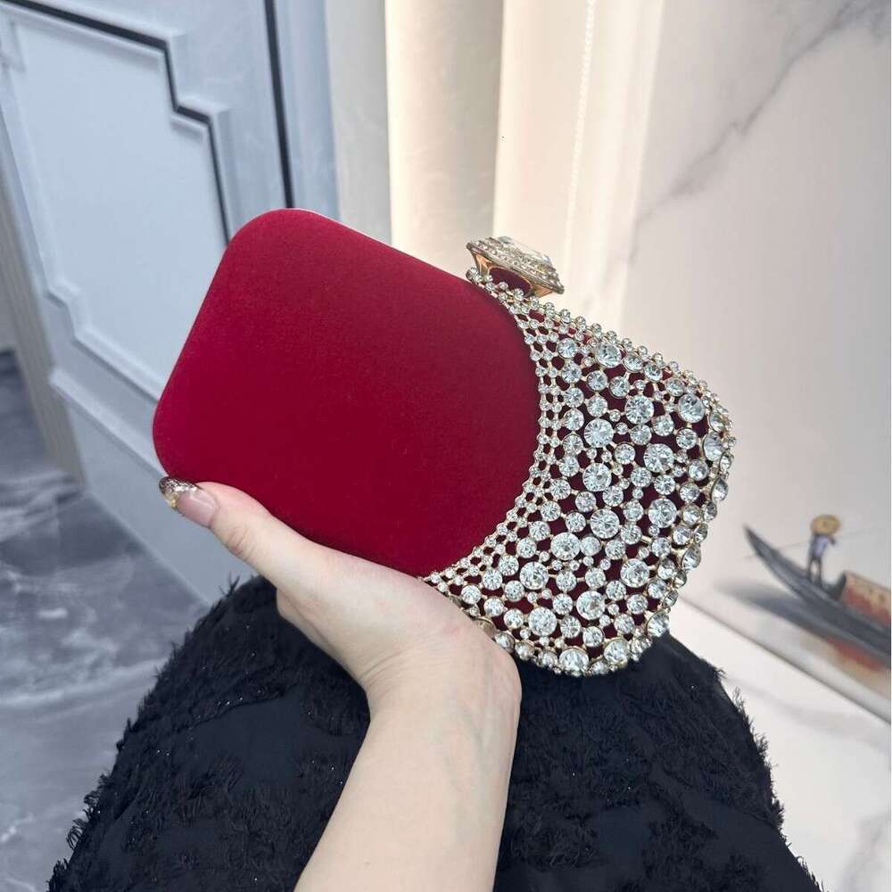 New High End Box Velvet Banquet Square Buckle Clutch Women S Evening Chain Bag