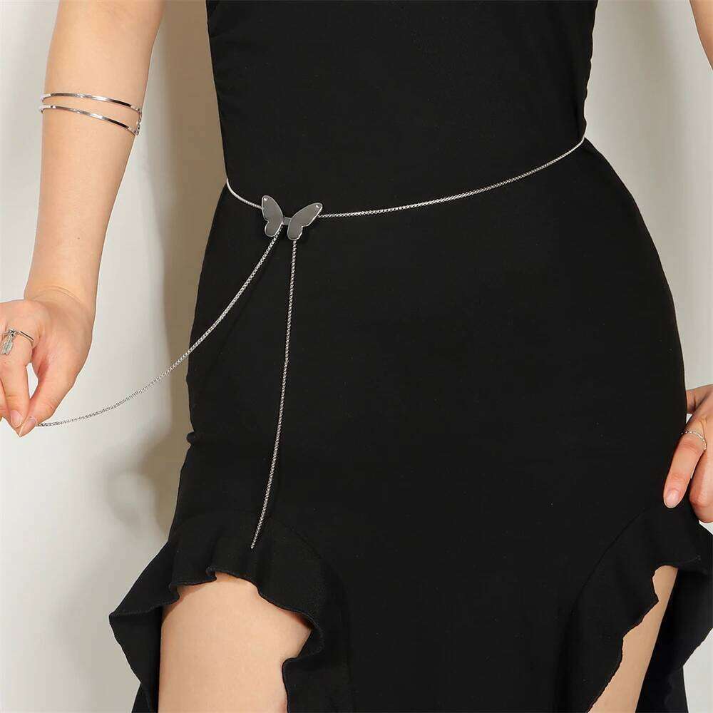 The new waist accessory women's skirt decoration senior sense butterfly chain with a necklace X260209