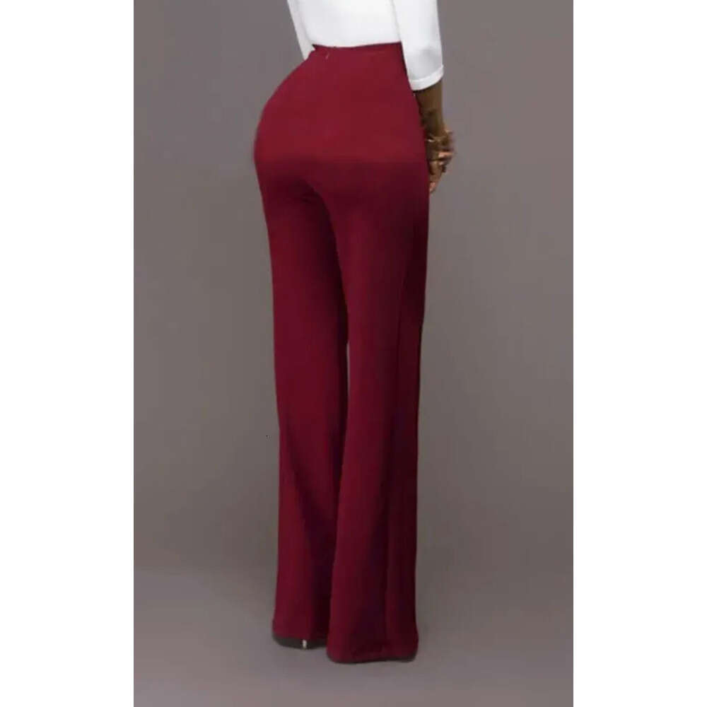 Women's Pants Autumn Trousers Casual High Waist Straight Leg Stretchy Bootcut Dress Button Front Business Slacks H260209